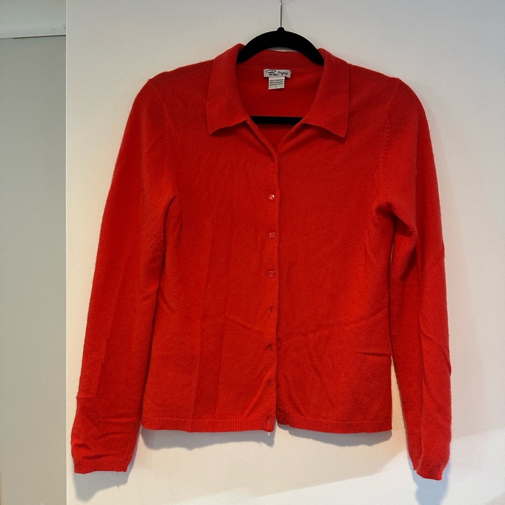 Red Women's Cashmere Cardigan Sweater